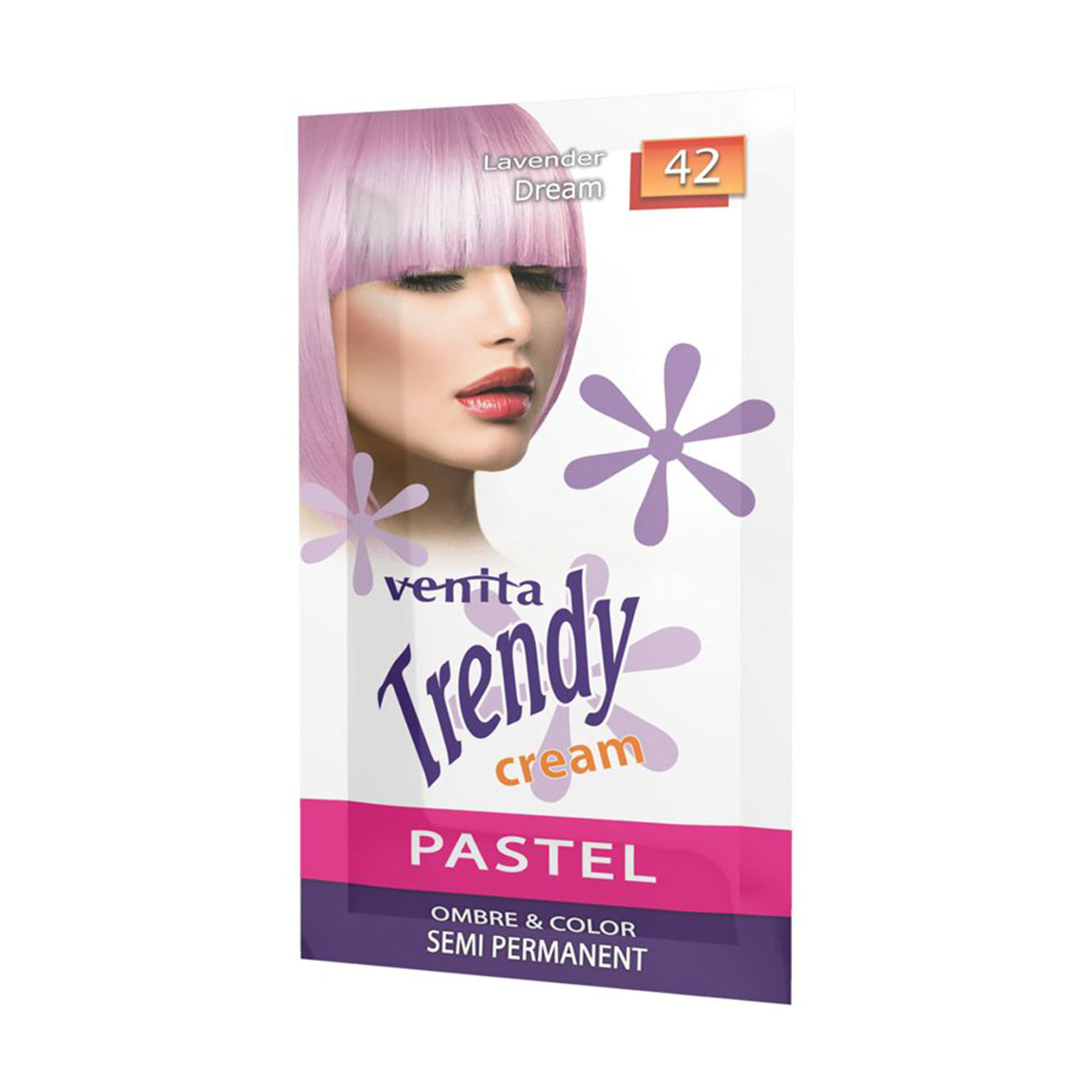 Відтінкова крем-фарба для волосся Venita Trendy Semi Permanent Color Cream 42 Ніжно-лавандовий, 35 г (саше)